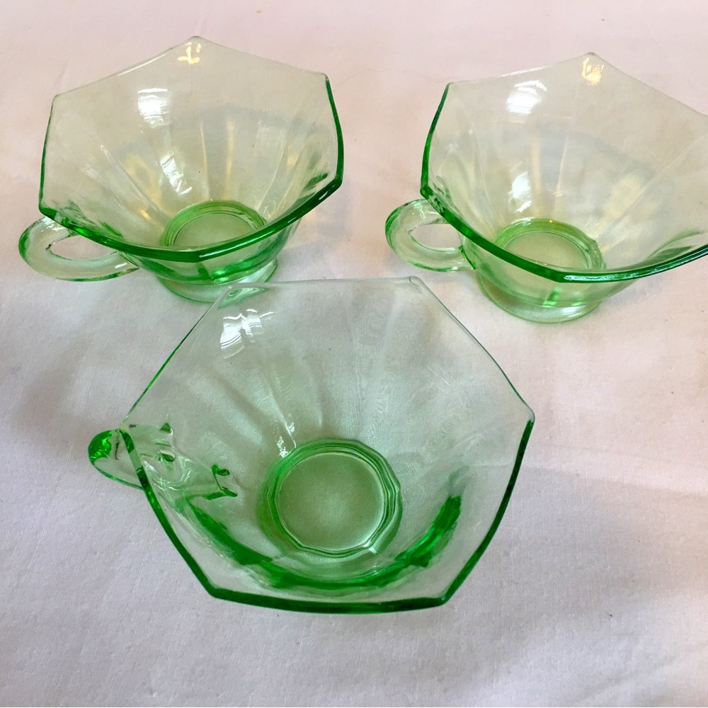 Beautiful Green Uranium Glass Cups